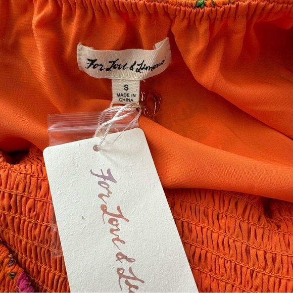 NWT For Love & Lemons Peony Asymmetric High-Low Floral Orange Maxi Dress Small - Picture 13 of 16